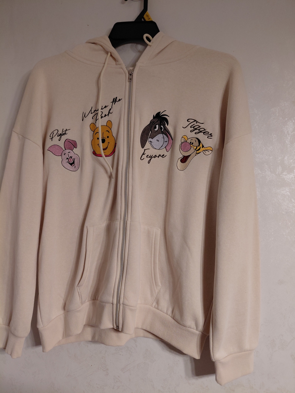 Disney Cream Winnie the Pooh Character Zip Hoodie